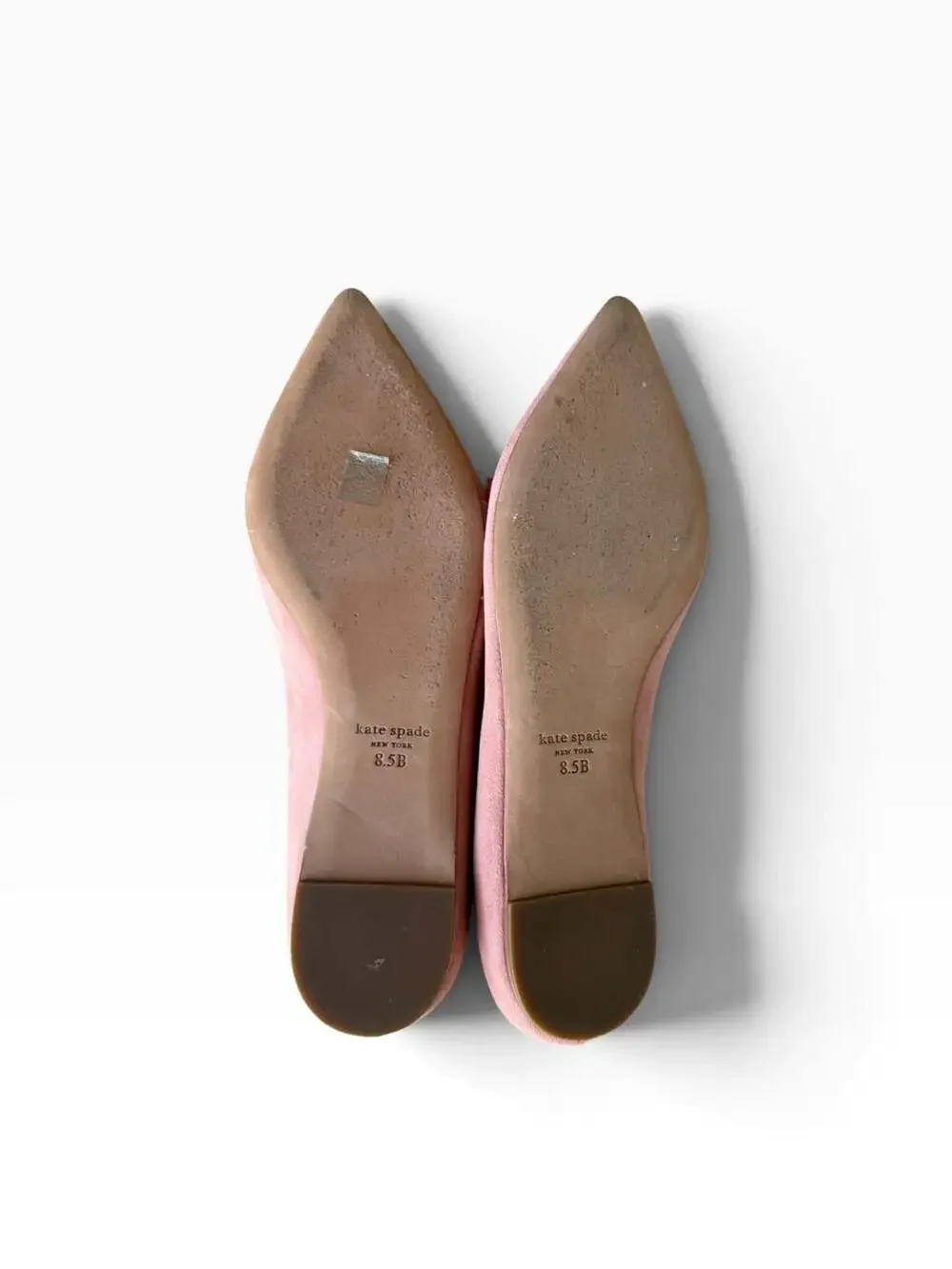 Kate Spade New York Amour Pom Flat Size 8.5B Pink Suede Pointed-Toe Slip-On